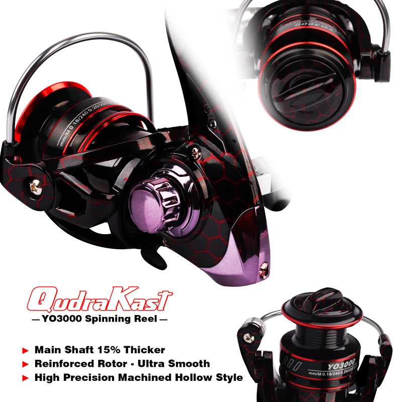 QudraKast Fishing Rod and Reel Combos, Unique Design with X-Warping Painting, Carbon Fiber Telescopic Fishing Rod with Reel Combo Kit with Tackle Box (180 Rod) - Image 4
